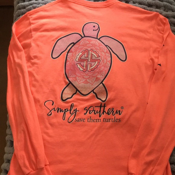 Neon pink/orange Simply Southern Long Sleeve Tee - Picture 3 of 3